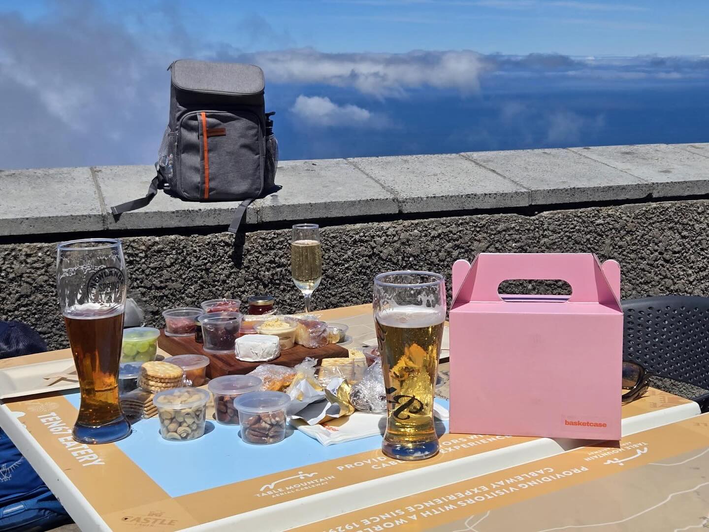 We Pack, You Snack. 
Basketcase at the top of Table Mt. 
#cheeselover #picnic #hikingcapetown 
Thank you @liz.engelbrecht for the pic 🫶🏼🥾🌱